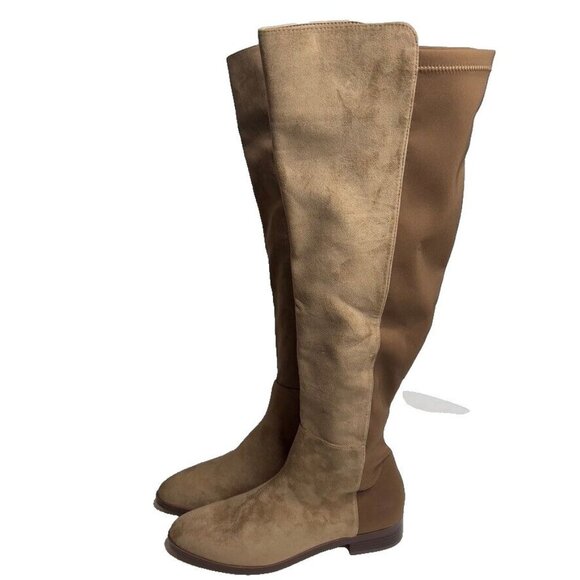 J.Crew $218 Sueded Knee High Boots with Stretch Brown Size 9.5 BJ269 - Picture 1 of 16